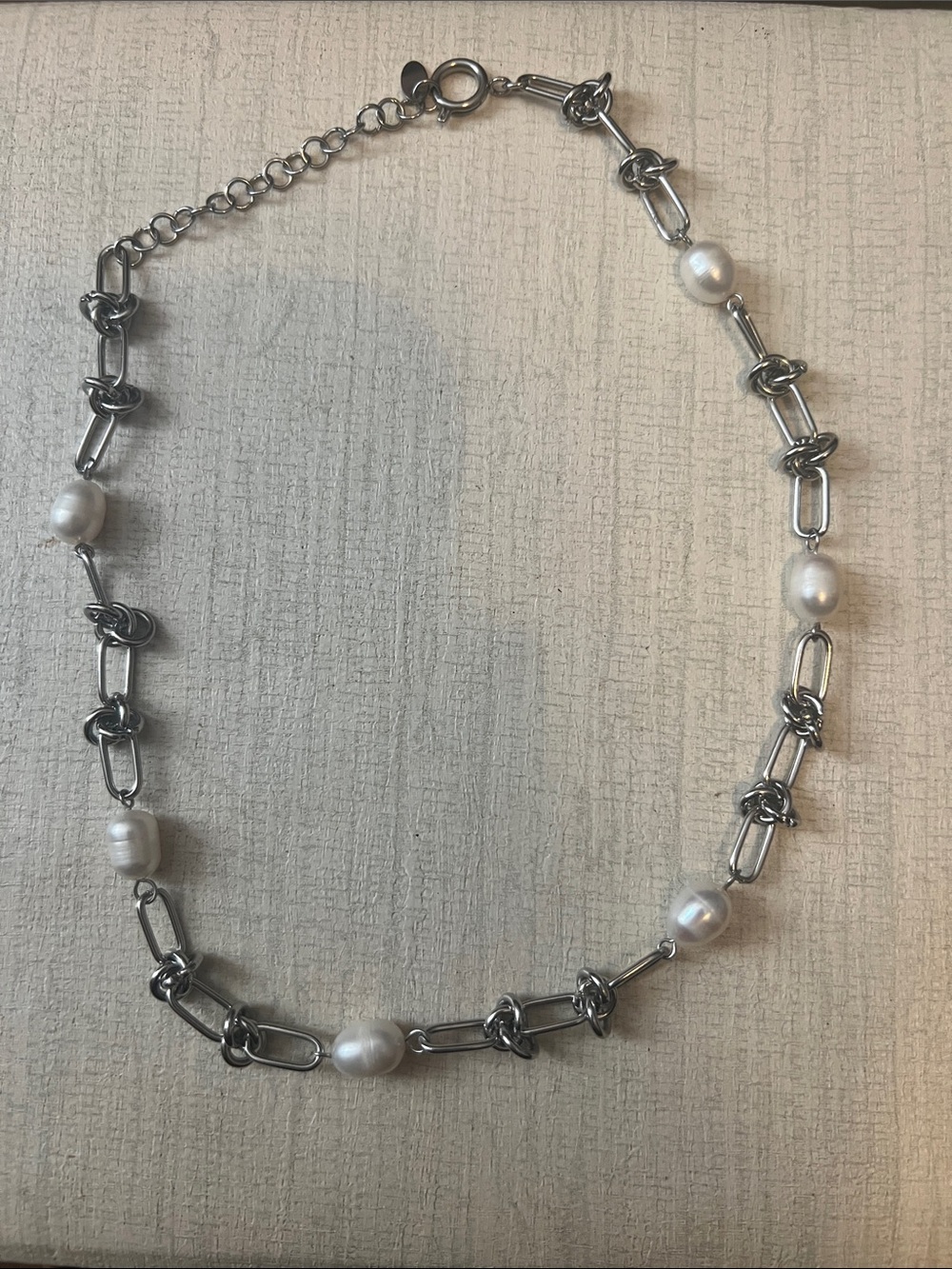 Freshwater Pearl and Silver Chain Necklace - White Pearls